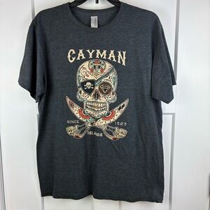 Duck Co. Men Gray Graphic T-Shirt Cayman Island Size Large f